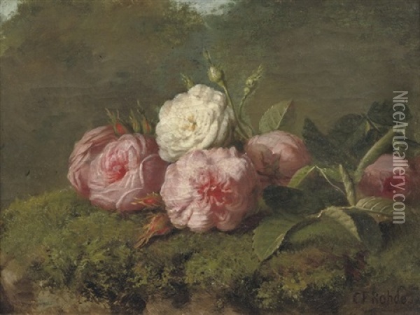 Pink And White Roses Oil Painting - Carl Rohde