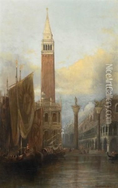 Venedig. Blick Auf Markusplatz Und Dom Vom Bacino Di San Marco Aus Gesehen Oil Painting - Herbert Sidney