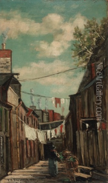Old Street In Quebec Oil Painting - Frank Henry Shapleigh