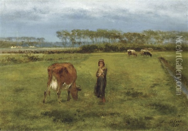 Paysage Avec Jeube Vachere Oil Painting - Xavier De Cock