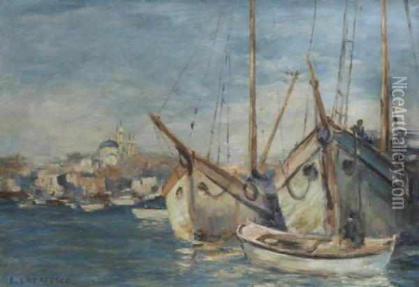 Port Oil Painting - Emilian Lazaresco