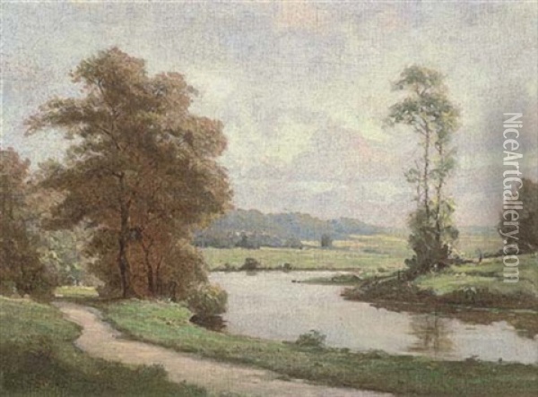 Russian River Landscape Oil Painting - Gavril Pavlovich Kondratenko