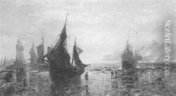 Fisherfolk On The Coast Oil Painting - George Herbert McCord