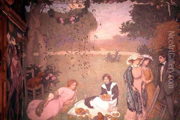Lunch on the Grass, 1910 Oil Painting - Edmond-Francois Aman-Jean