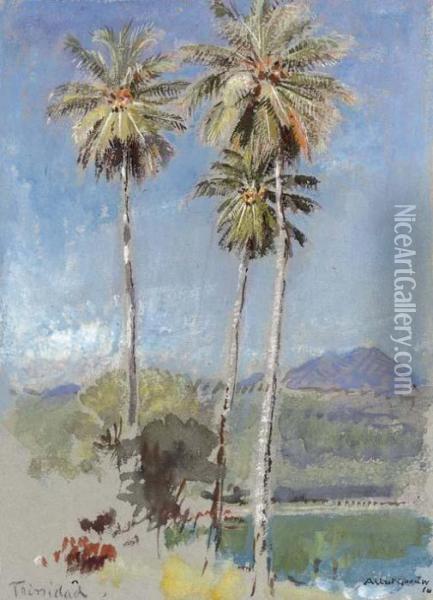 Palm Trees, Trinidad Oil Painting - Albert Goodwin