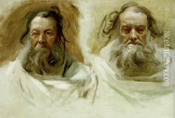 Two Heads For Boston Mural  - The Prophets Oil Painting - John Singer Sargent