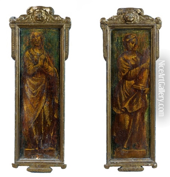 Deux Figures Feminines (vertus Ou Allegories) (pair) Oil Painting - Domenico Beccafumi
