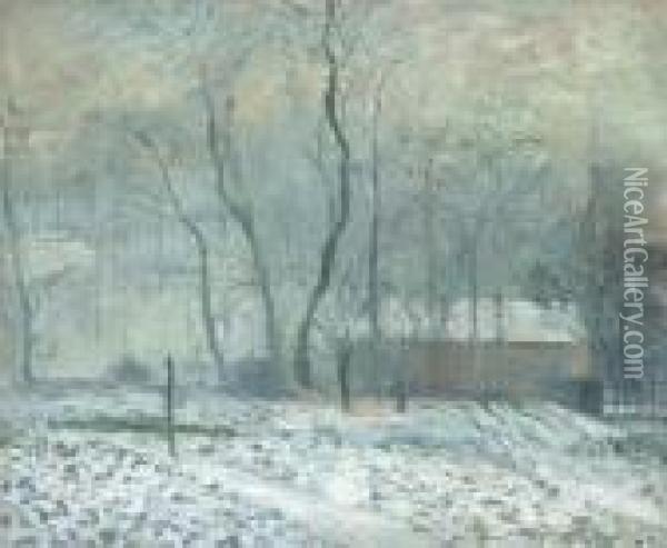 Brouillard A L'hermitage, Pontoise Oil Painting - Camille Pissarro