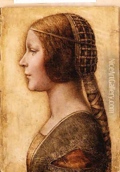 The Head of a young Girl in Profile to the left in Renaissance Dress Oil Painting - German School
