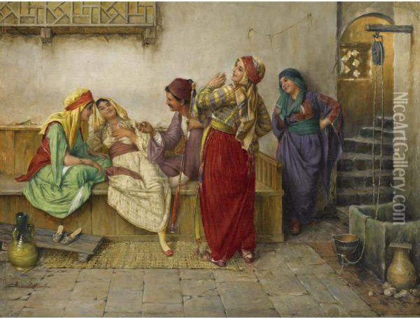 At The Well Oil Painting - Daniel Israel