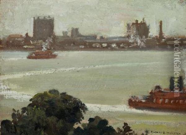Crossing The River Oil Painting - Robert Edwin Johnston