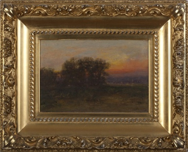 Landscape With Thicket Of Trees At Sunset Oil Painting - Albion Harris Bicknell
