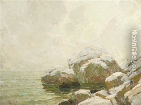 Coastal Rocks Oil Painting - Frederick J. Mulhaupt