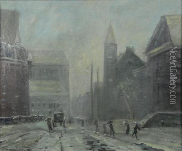 Boylston Street, Boston Oil Painting - Arthur C. Goodwin