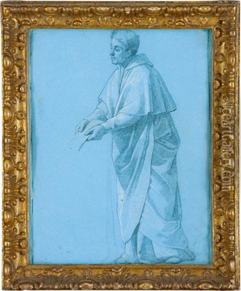 Figura Panneggiata Con Lettera Oil Painting - Cesare Mariani