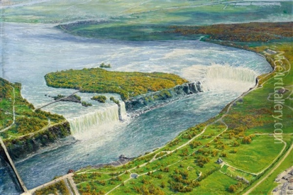 Ansicht Der Niagarafalle Oil Painting - Richard De Bruycker