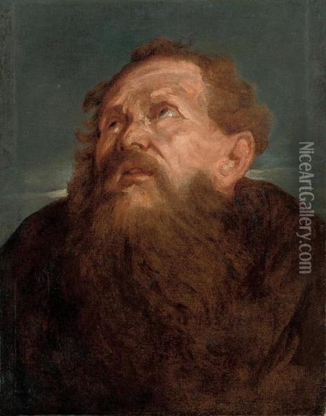 Head Study Of A Franciscan Saint Oil Painting - Sir Anthony Van Dyck