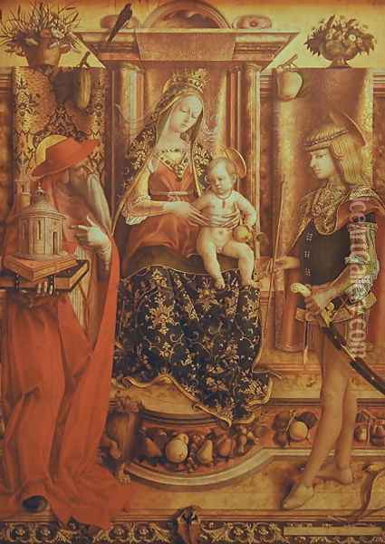 La Madonna della Rondine, after 1490 Oil Painting - Carlo Crivelli