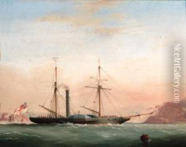 A Paddlesteamer In Plymouth 
Sound Off Mt. Edgcumbe; And A Paddlesteamer Off The Bishop's Rock 
Lighthouse Oil Painting - Condy, Nicholas Matthews