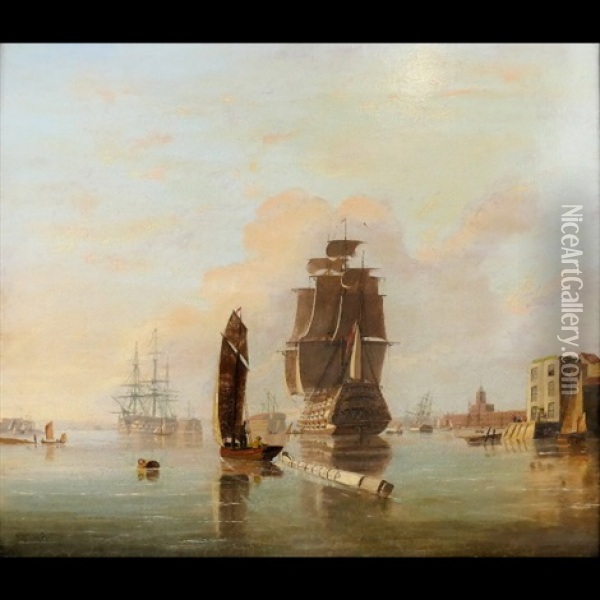 Portsmouth Harbour Oil Painting - John Wilson Carmichael