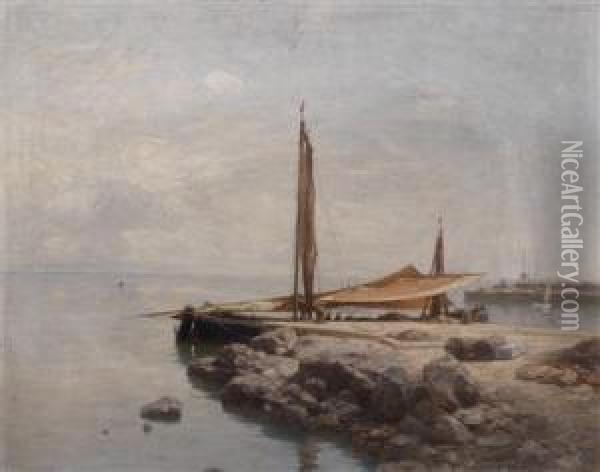 Scene Of Voloska Near Abbazia Oil Painting - Carl Eduard Onken