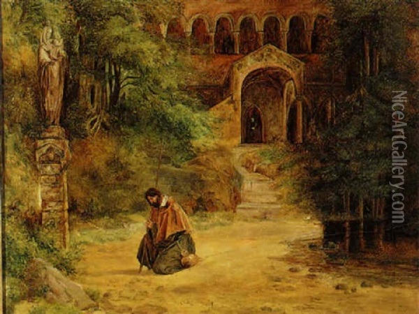 Pilger Im Klosterhof Oil Painting - Carl Blechen