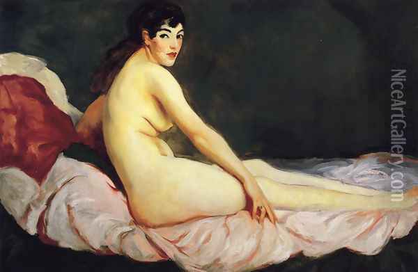 Viv Reclining Aka Nude Oil Painting - Robert Henri