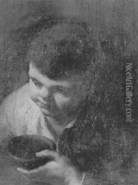 Jeune Garcon Tenant Une Ecuelle Oil Painting - Domenico Maggiotto