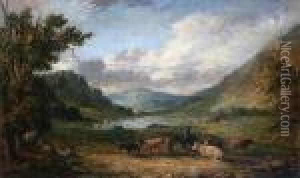 View In North Wales Oil Painting - Alfred Vickers