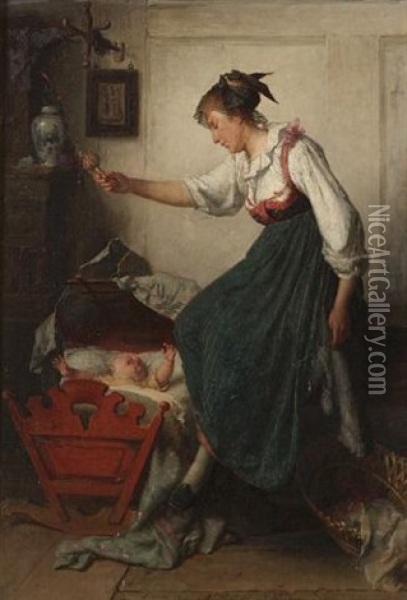 The New Rattle Oil Painting - Theodore Gerard