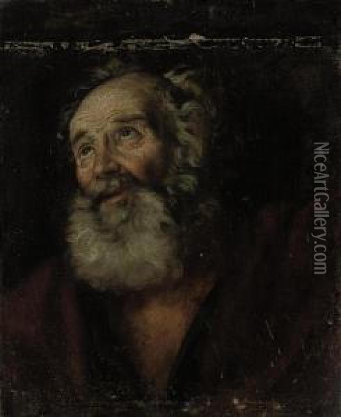 Head Of A Male Saint Oil Painting - Bernardo Strozzi