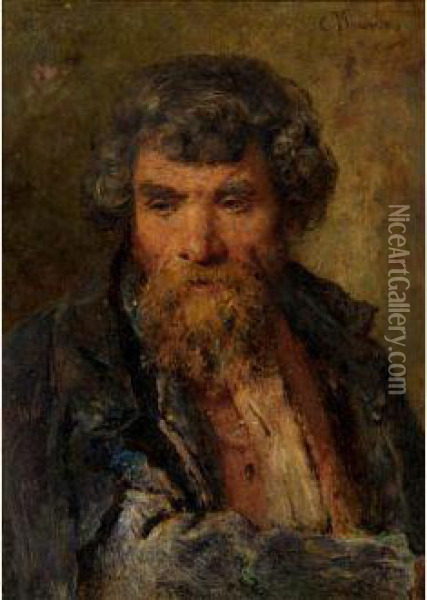 Portrait Of A Bearded Man Oil Painting - Konstantin Egorovich Egorovich Makovsky