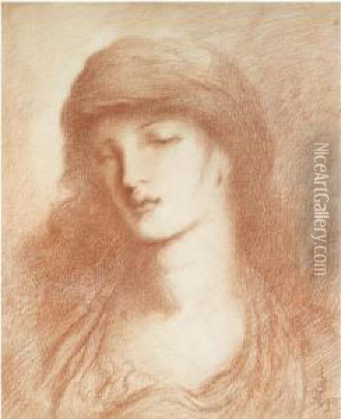 Head Of A Woman Oil Painting - Simeon Solomon