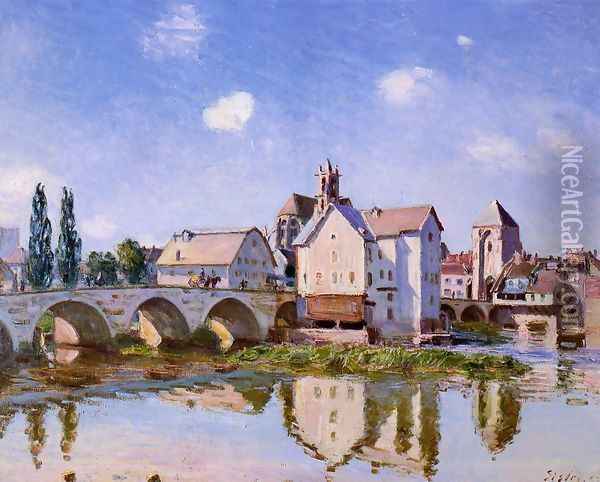 The Moret Bridge in the Sunlight Oil Painting - Alfred Sisley
