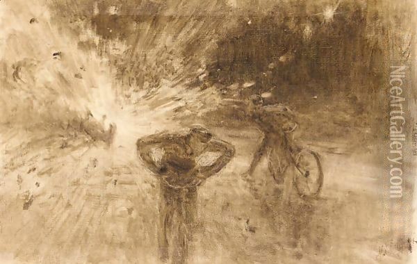 Monochrome Sketch Of The Terrorist Attack In 1916 On King Albert I Of Belgium Oil Painting - Ilya Efimovich Efimovich Repin