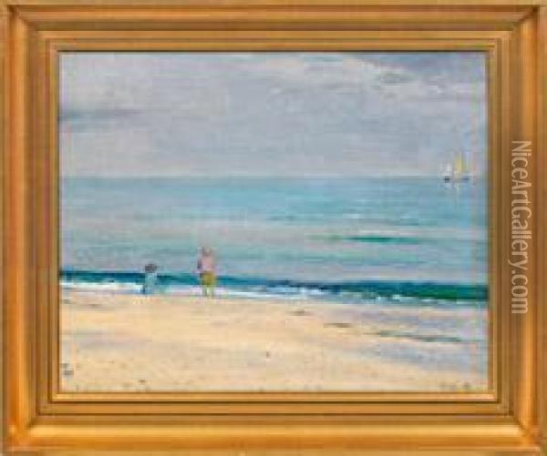 Kinder Am Sommerlichenstrand Von Skagen Oil Painting - Michael Ancher