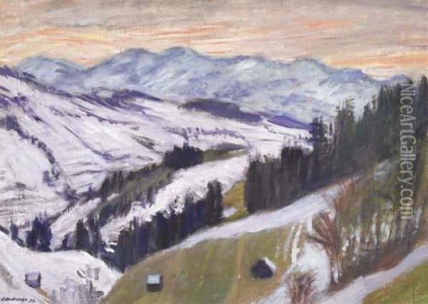 Der Gailenberg Im Winter. 1933. Oil Painting - Otto Modersohn