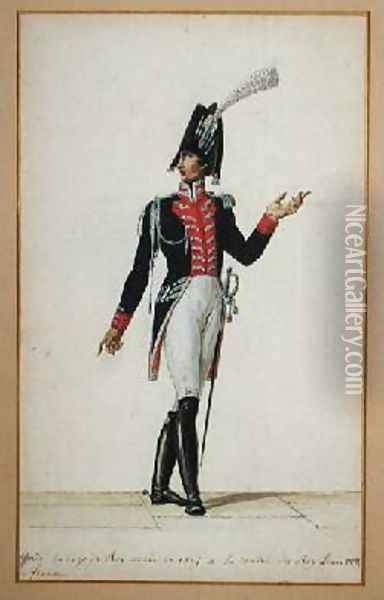 Officer of the Garde du Corps of King Louis XVIII 1755-1824 Oil Painting - Pierre Antoine Lesueur
