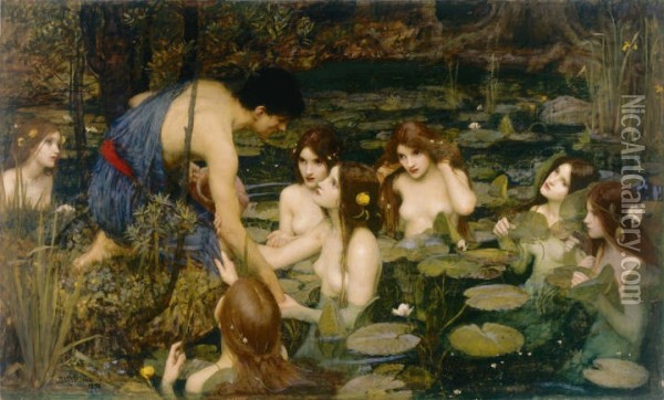 Hylas and the Nymphs 1896 Oil Painting - John William Waterhouse