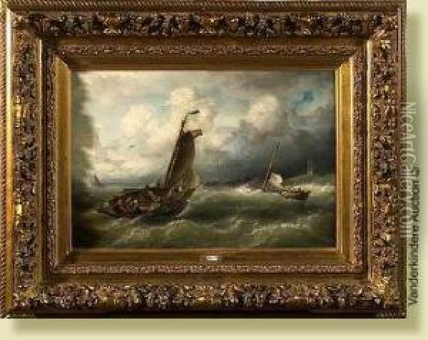 Marine Sous Un Ciel Orageux Oil Painting - Nicolaas Riegen