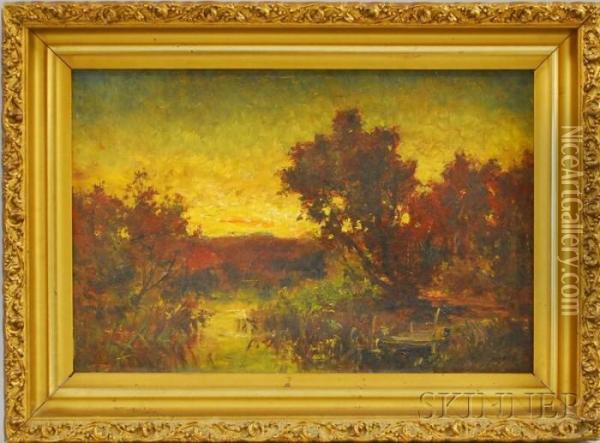 Fall Landscape At Sunset Oil Painting - Andrew Fisher Bunner
