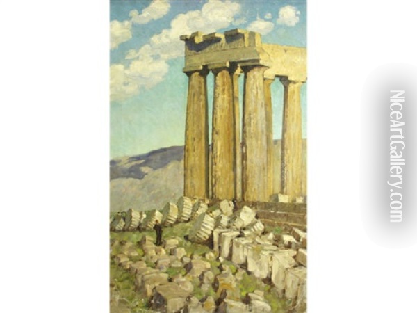 Ruins Of The Parthenon, Athens Oil Painting - Anna Richards Brewster