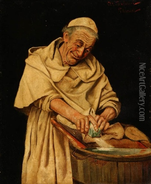 Study Of A Monk Oil Painting - Arnaldo Tamburini