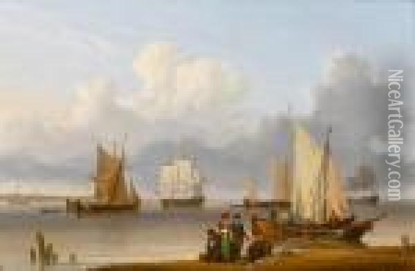 A Calm On The Medway Oil Painting - William Anderson
