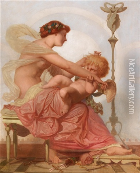 Cupid And Psyche Oil Painting - Jacques Victor Eugene Froment-Delormel