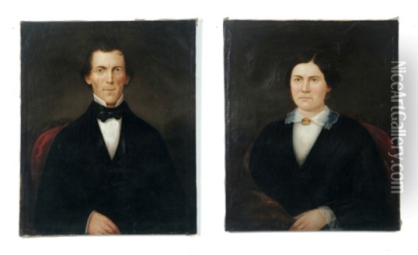 Pair Of Portraits Oil Painting - Isaac Augustus Wetherby