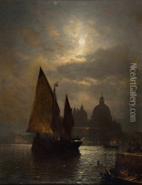 Venedig Bei Mondschein Oil Painting - Sophus Jacobsen