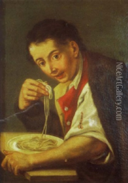 Le Mangeur De Spaghetti Oil Painting - Giacomo Ceruti