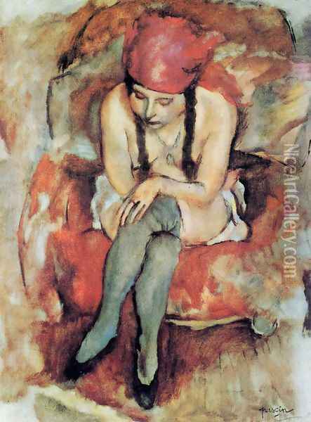 Claudine Resting Oil Painting - Jules Pascin