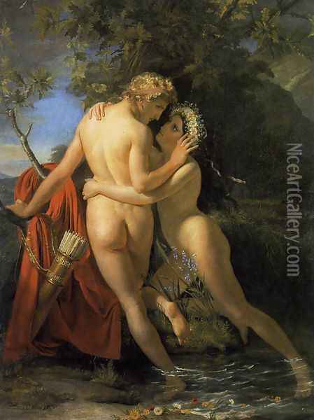 The Nymph Salmacis and Hermaphroditus 1829 Oil Painting - Francois-Joseph Navez